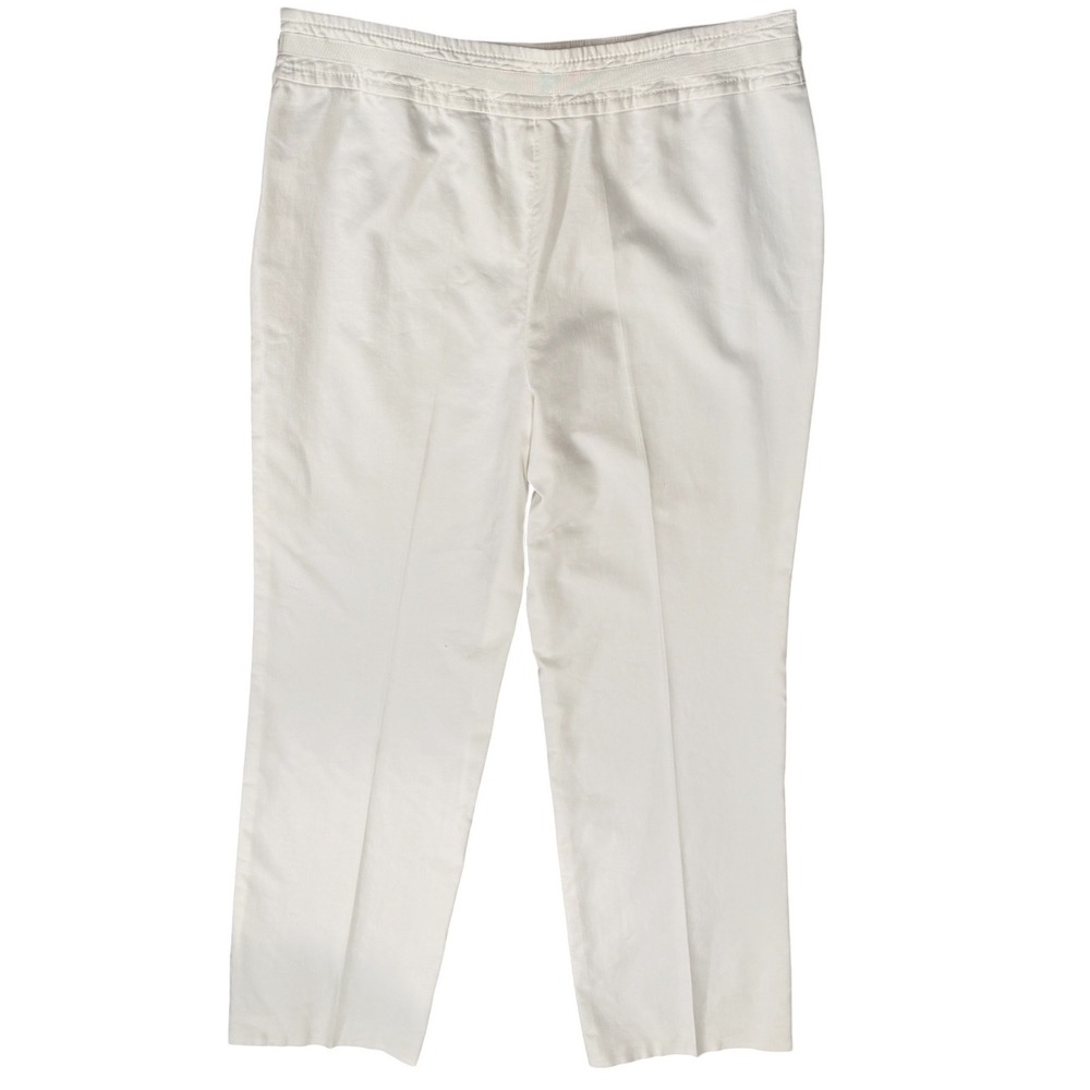 Escada White Cotton Straight Leg Side Zip Trousers Pants Size 40 Ankle Casual